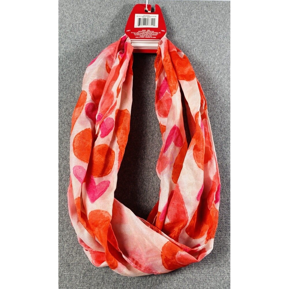 Infinity Heart Print Scarf 68”x10” NWT